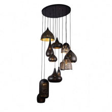 Led Modern Geometric Indoor Lamp Long Hotel Gold Pendant Light Metal Glass Brilliant Lighting Chandelier